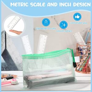 56 Pcs Rulers Bulk for Classroom Office Mini Ruler Plastic Drafting Ruler Measuring Tool Standard Scale Metric Ruler with Centimeters and Inches for Student School (Clear, 6 Inch)