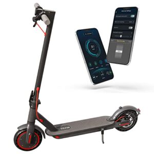 volpam sp06 electric scooter, 8.5" solid tires, 19 mph top speed, up to 19 miles long-range, portable folding commuting scooter for adults, with double braking system and app