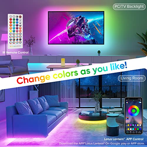 Bonve Pet 32.8ft Led Strip Lights 5050 RGB LED Smart Music Sync Color Changing LED Lights Strips with Remote Led Lights for Bedroom,Home, Room, TV, Christmas Party