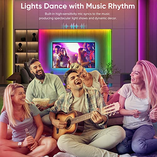 Bonve Pet 32.8ft Led Strip Lights 5050 RGB LED Smart Music Sync Color Changing LED Lights Strips with Remote Led Lights for Bedroom,Home, Room, TV, Christmas Party