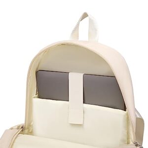 Acmebon Girl Roomy Fashion Laptop Backpack Casual Daily Backpack for Women Cream