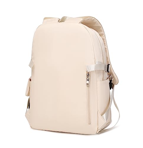 Acmebon Girl Roomy Fashion Laptop Backpack Casual Daily Backpack for Women Cream