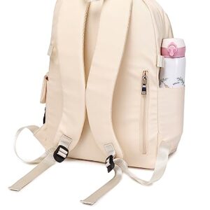 Acmebon Girl Roomy Fashion Laptop Backpack Casual Daily Backpack for Women Cream