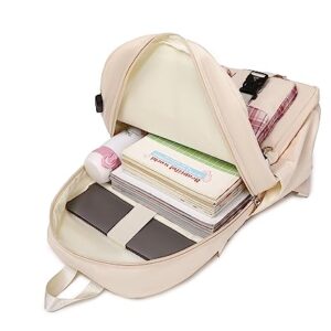 Acmebon Girl Roomy Fashion Laptop Backpack Casual Daily Backpack for Women Cream