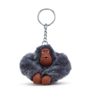 kipling sven monkey keychain foggy grey