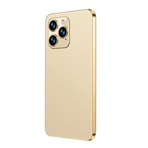 Bewinner I14pro Max Unlocked Smartphone, 6.1in 4GB RAM 64GB ROM Dual SIM 4G Network Mobile Phone, Face ID Unlocked Cellphone for Android 11 4000mah Battery (Gold)