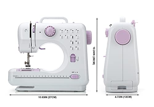 Mini Sewing Machine by Astrophos (Including Extension Table and Sewing Supplies Set) - Small Electric Overlock Sewing Machines with 2 Speed 12 Built-in Stitch Patterns AP-005-A8