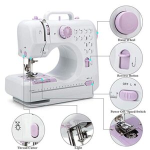 Mini Sewing Machine by Astrophos (Including Extension Table and Sewing Supplies Set) - Small Electric Overlock Sewing Machines with 2 Speed 12 Built-in Stitch Patterns AP-005-A8