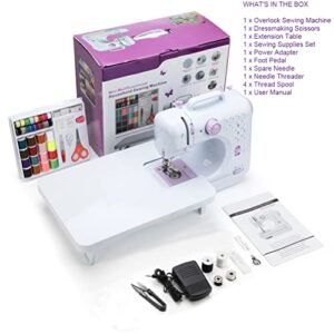 Mini Sewing Machine by Astrophos (Including Extension Table and Sewing Supplies Set) - Small Electric Overlock Sewing Machines with 2 Speed 12 Built-in Stitch Patterns AP-005-A8