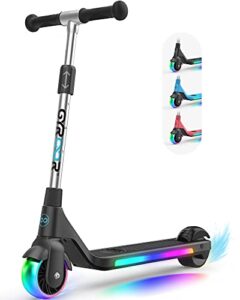 gyroor electric scooter for kids, teens, boys and girls with lightweight and adjustable handlebar, h30 kids electric scooter with rechargeable battery, 6 mph limit-best gift for kids!-black