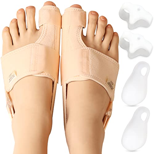 PEDIGOO Bunion Corrector for Women and Men, Slip Proofing Version Bunion Toe Separator, Orthopedic Bunion Splint for Big Toe Pain Relief and Toe Straightening Beige