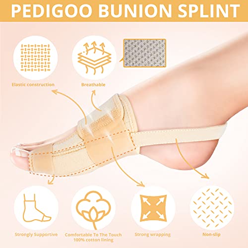 PEDIGOO Bunion Corrector for Women and Men, Slip Proofing Version Bunion Toe Separator, Orthopedic Bunion Splint for Big Toe Pain Relief and Toe Straightening Beige