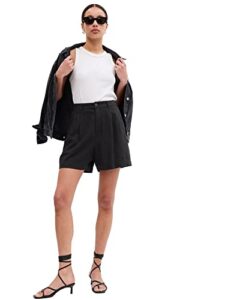 gap womens pleated linen shorts true black 10