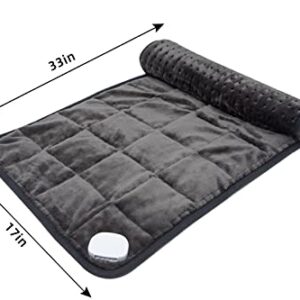 Ruqiji 17''x33'' Weighted Heating Pad, 6lbs with Fast-Heating Technology&6 Temperature Settings, Flannel Electric Heating Pad/Pain Relief for Back/Neck/Shoulders/Abdomen/Legs