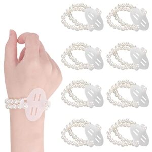 sibba 8 pieces elastic pearl wrist bands lace corsage bracelet wrist corsage bands wedding corsages wristlets diy wrist corsages accessories for wedding festival beach party