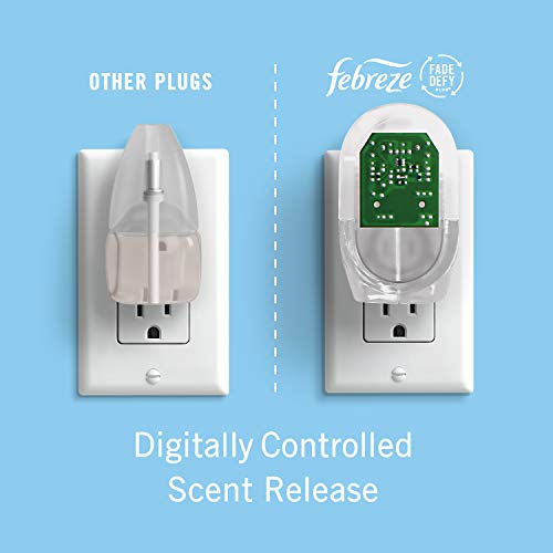 Febreze Air Freshener Plug In, Wall Diffuser, Plug in Air Fresheners for home, Downy April Fresh Scent, Odor Fighter for Strong Odors, 1 Warmer + 2 Oil Refills