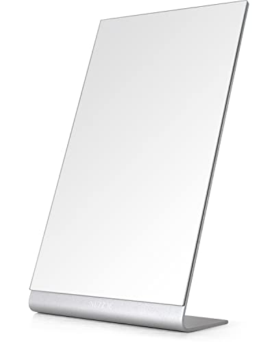 NEZZOE Modern Makeup Mirror, 12" Length Aluminum Desk Mirror, Vanity Mirror for Counter, Bedroom, Bathroom, Dorm