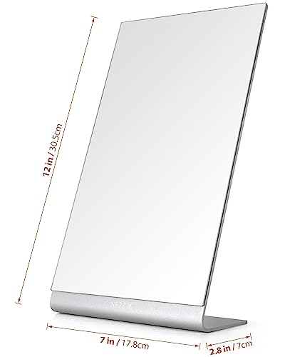 NEZZOE Modern Makeup Mirror, 12" Length Aluminum Desk Mirror, Vanity Mirror for Counter, Bedroom, Bathroom, Dorm