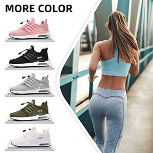 BOGOVER Women's Running Shoes Fashion Non Slip Air Cushion Sneakers Casual Running Tennis Shoes for Indoor Outdoor Gym Jogging (White, 9)