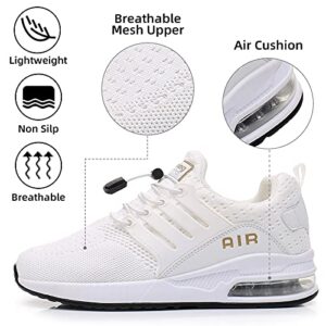 BOGOVER Women's Running Shoes Fashion Non Slip Air Cushion Sneakers Casual Running Tennis Shoes for Indoor Outdoor Gym Jogging (White, 9)