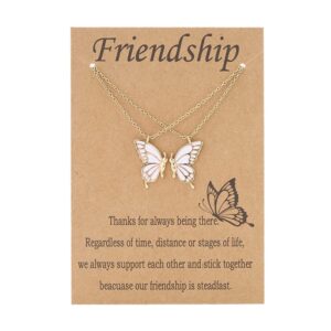 Xiyantiji BFF Friendship Necklace for 2 Best Friend Necklaces for 2 Girls Butterfly Pendant Necklace Matching Necklaces for Best Friends Bff Gifts for Women Teen Girls