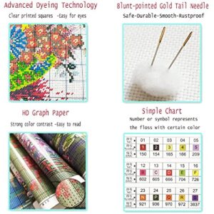 Foxdiviy Stamped Cross Stitch Kits Full Range of Embroidery Needlework Starter Kits for Beginners Adults 11CT Embroidery Patterns Art Crafts DIY Needlepoint Kits-Autumn Stream 19.7×26.8 inch