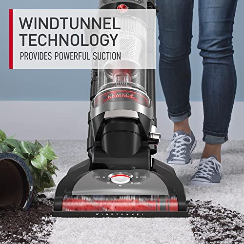 Hoover WindTunnel Cord Rewind Pro Bagless Upright Vacuum Cleaner, For Carpet and Hard Floors, UH71300V, Black