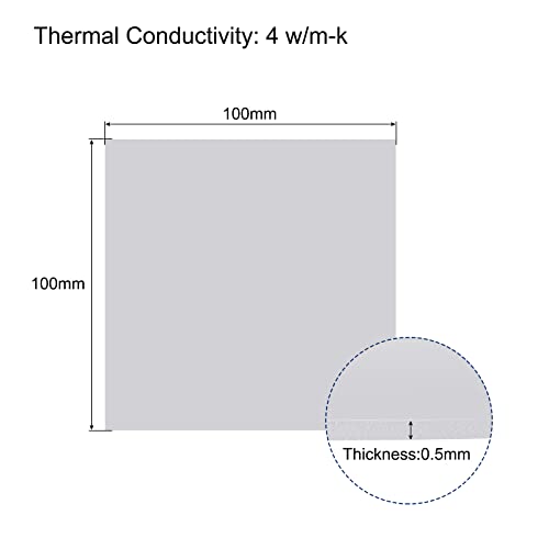 MECCANIXITY Thermal Pad Heat Conduction Silicone Pads Conductive 100 x 100 x 0.5 mm 4W for Components Gap Filler Grey