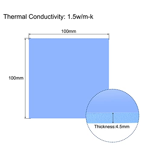 MECCANIXITY Thermal Pad Heat Conduction Silicone Pads Conductive 100 x 100 x 4.5 mm 1.5W for Components Gap Filler Blue