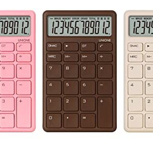 UNIONE Pocket & Desktop Pink Calculator with a Bright LCD, Dual Power Handheld Desktop. Color. Business, Office, High School