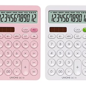 UNIONE Pink Calculator with a Bright LCD, Dual Power Handheld Desktop. Color. Business, Office, High School (4×6.6in)