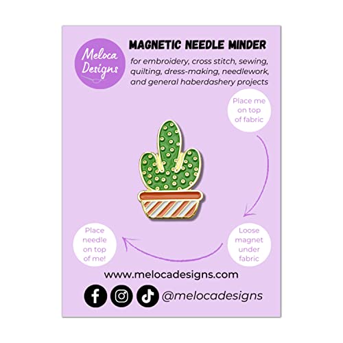 Meloca Designs Cactus Needle Minder for Cross Stitch, Embroidery, Sewing, Quilting, Needlework and Haberdashery