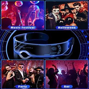 STEHEALTH LED Glasses, Futuristic Cyberpunk Light Up Sunglasses with 7 Colors & 2 Modes, Bilateral Controllable Visor Goggles for Cosplay Concert Rave Halloween Bar Club Party