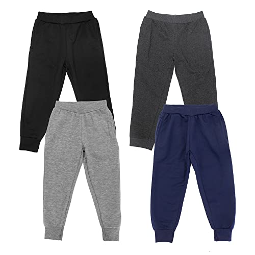 Studio 3 Boy’ Sweatpants – 4 Pack Active Fleece Jogger Pants (Size: 8)