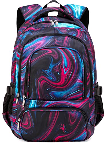 BLUEFAIRY Girls Backpack Teens Kids Elementary School Bags for Teenager Primary Bookbags Middle High School Lightweight Waterproof Sturdy Durable Gift (ROCK-FLOW