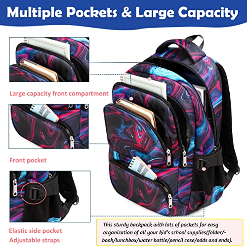 BLUEFAIRY Girls Backpack Teens Kids Elementary School Bags for Teenager Primary Bookbags Middle High School Lightweight Waterproof Sturdy Durable Gift (ROCK-FLOW