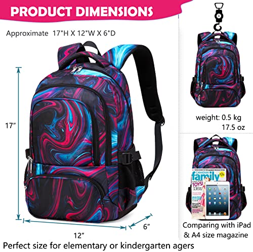 BLUEFAIRY Girls Backpack Teens Kids Elementary School Bags for Teenager Primary Bookbags Middle High School Lightweight Waterproof Sturdy Durable Gift (ROCK-FLOW