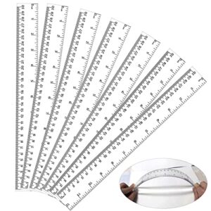 7 pack clear rulers, plastic ruler 12 inch transparent straight ruler with centimeters and inches, kids rulers bulk for student kids classroom school office standard ruler