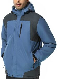 sposulei winter jackets coats for mens ski snow rain windbreaker waterproof jackets warm fleece lined sports coats blue x-large