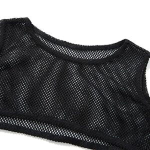 Villagepageme Rave Tops for Women Sheer Mesh Long Sleeve Crop Top See Through Cover Ups with Buckle (G-Black, L)