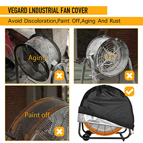 VEGARD Industrial Fan Cover,Outdoor Fan Cover, Heavy Duty Waterproof&Dustproof Cover for 24" High Velocity Floor Fan, Drum Fan, High Speed Blower,Suitable for indoor and outdoor