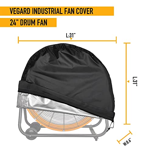 VEGARD Industrial Fan Cover,Outdoor Fan Cover, Heavy Duty Waterproof&Dustproof Cover for 24" High Velocity Floor Fan, Drum Fan, High Speed Blower,Suitable for indoor and outdoor