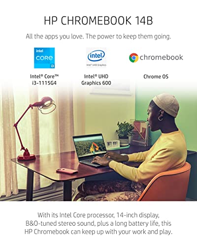 HP Chromebook 14B-NB0010NR 14-inch Touchscreen Laptop, Intel Core i3, 8GB DDR4 RAM, 128GB SSD, Intel UHD Graphics, HDMI, USB-C, MicroSD Reader, WiFi, Google ChromeOS, Mineral Silver (Renewed)