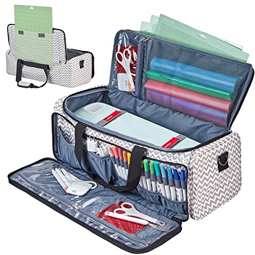 HOMEST Carrying Case for Cricut Explore Air 2/Cricut Maker/Maker 3, Carrier with Multi pockets for 12x12 Mats, Vinyl Rolls, Pens, Other Accessories, Ripple (Patent Design)