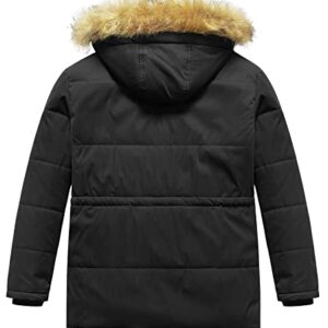 CREATMO US Men's Big and Tall Winter Hooded Coat Waterproof Warm Long Puffer Jacket Parka winter jackets Fleece Lined Black 6X