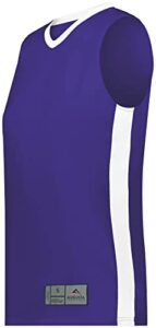 augusta sportswear women's standard ladies match-up basketball jersey, purple/white, 2xl