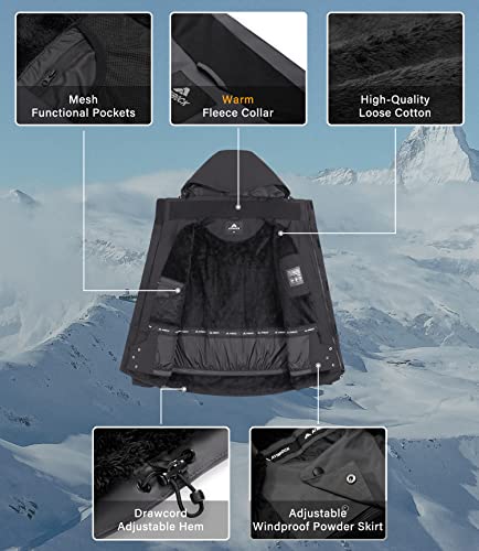 Athrock Winter Jackets for Men Ski Snow Waterproof Fleece Warm Snowboard Coats Hooded Windbreaker Rain Jacket