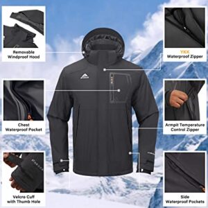 Athrock Winter Jackets for Men Ski Snow Waterproof Fleece Warm Snowboard Coats Hooded Windbreaker Rain Jacket