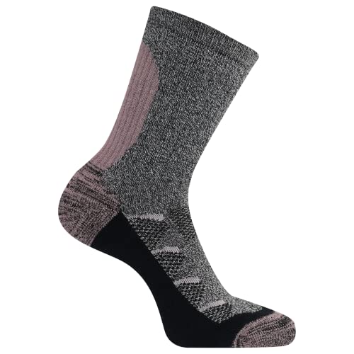 Merrell Moab Hiking Mid Cushion Socks-1 Pair Pack-Unisex Coolmax Moisture Wicking & Arch Support, Crew-Lavender/Charcoal, S/M (Men's 5-8.5 / Women's 5-9.5)