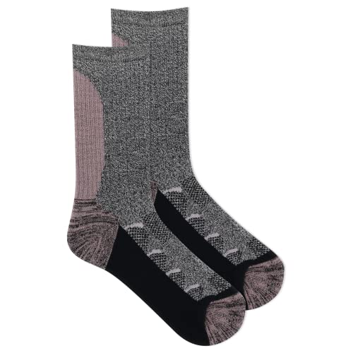 Merrell Moab Hiking Mid Cushion Socks-1 Pair Pack-Unisex Coolmax Moisture Wicking & Arch Support, Crew-Lavender/Charcoal, S/M (Men's 5-8.5 / Women's 5-9.5)